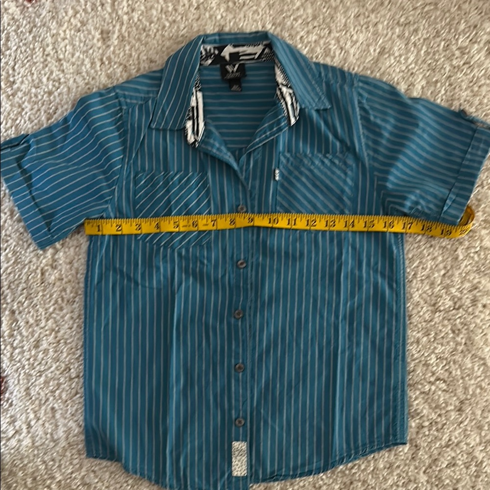 🍭 Shaun White BOYS Blue Striped Short Sleeve Shirt - 100% cotton - Size M (kids)